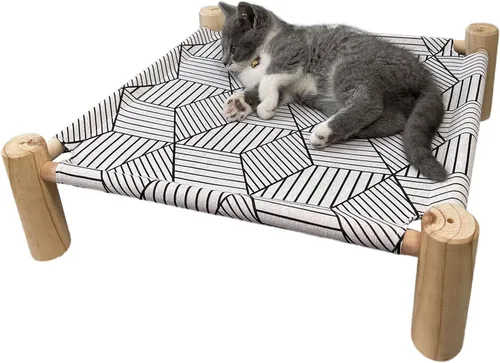 Vista 13 de Pozico Hamaca Cama para Gatos/Perros, Cama para Gatos, Camas Elevadas de Madera para Perros para Interiores y Exteriores, Catres Elevados para Gatos