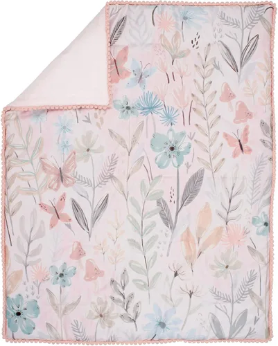 Vista 3 de Lambs & Ivy Baby Blooms - Juego de ropa de cama para cuna (3 piezas, diseño floral/mariposa), color rosa