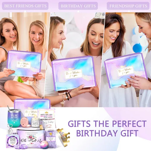 Vista 7 de Gemwi Regalos para mujeres, regalos de cumpleaños para mujeres, cesta de regalos de feliz cumpleaños, juego de regalo para mejores amigas, hermana