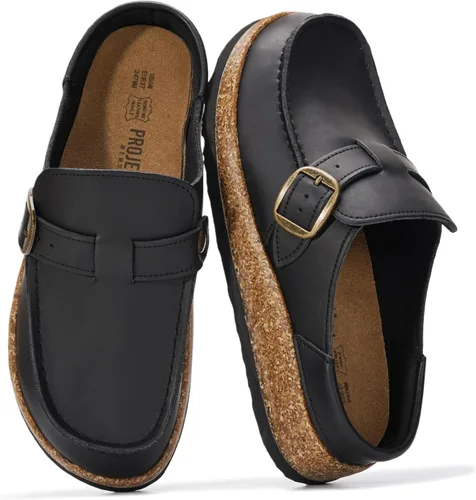 Vista 4 de Project Cloud – Zuecos estilo mocasín para mujer de cuero 100% auténtico, con espuma viscoelástica, resistentes al agua, tipo slip-on