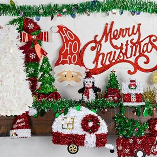 Vista 5 de Generic Árbol de oropel blanco iridiscente de Navidad, 10 pulgadas, material de PVC