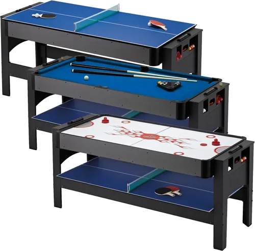 Vista 3 de Fat Cat 3-in-1 6' Flip Multi-Game Table Campo de juego de tela azul