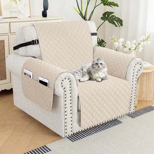 Vista 73 de XINEAGE Funda para Sillón Reclinable Resistente al Agua, Fundas Antideslizantes para Silla Reclinable con Bolsillos, Fundas Acolchadas Gruesas