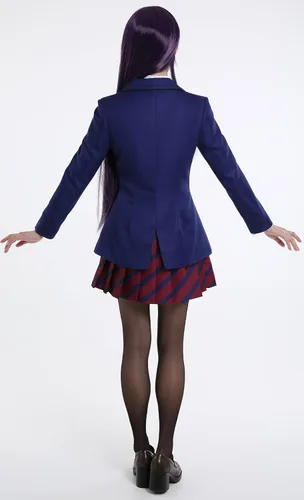 Vista 2 de Haikyuu Conjunto de uniforme escolar para mujer disfraz de cosplay con medias y pajarita