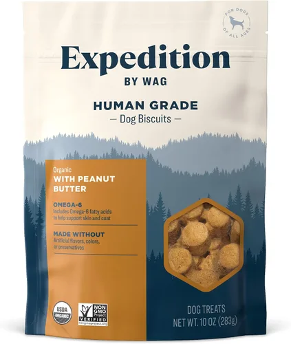 Vista 6 de Marca Amazon – Wag Expedition - Galletas orgánicas de grado humano para perros, sin OMG, plátano y coco, 10 onzas