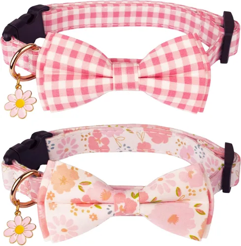Vista 6 de ADOGGYGO Collares de Navidad para Perros con Corbatín, Collar Ajustable de Navidad para Mascotas con Corbatín Rojo Verde, Collares de Navidad