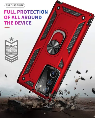 Vista 5 de Funda de grado militar para Samsung Galaxy Note 20 Ultra Galaxy Note 20 Ultra 5G, funda de metal giratorio con soporte de soporte, funda resistente