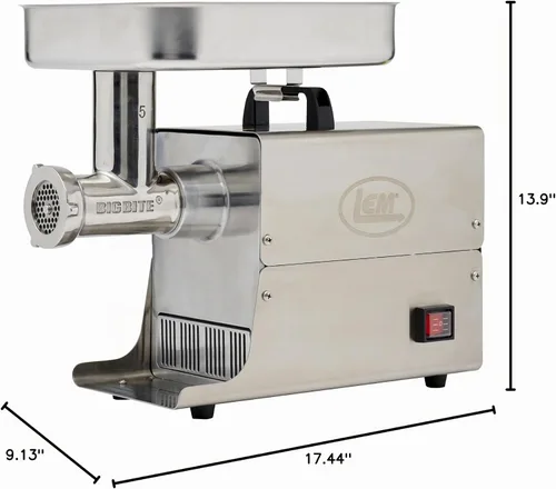 Vista 9 de Molinillo de carne eléctrico Big Bite de acero inoxidable, marca LEM Products Kitchen Appliance for Home Use, Compact Food Processor for Grinding