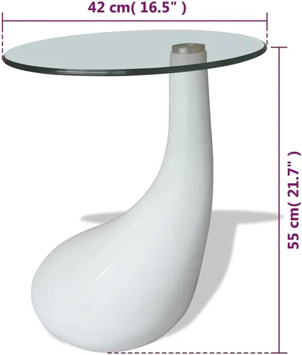 Vista 2 de Coffee Table with Round Glass Top High Gloss White Cofee Table Side Tables Living Room Living Room Tables Mesas De Centro para Sala for Dining Room