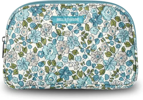 Vista 8 de Bella Taylor Bolsa de maquillaje de algodón acolchada grande para mujeres, bolsa de cosméticos de viaje