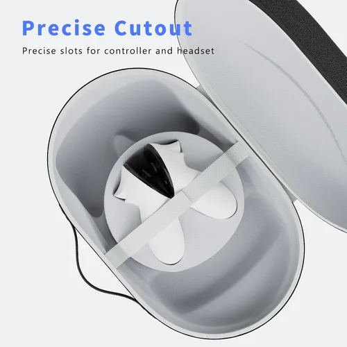 Vista 3 de Funda de transporte rígida compatible con Meta Quest 3 2023, apta para correa de cabeza Elite con controlador táctil, cable USB-C, almacenamiento