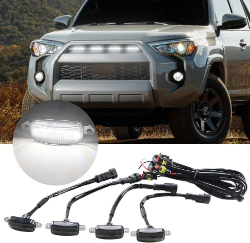 Vista 11 de 4 LED 12W Luces de Advertencia de Parrilla Delantera de Coche Ámbar, Luces de Marcha Diurna Ámbar DRL, Lámpara de Cubierta de Parachoques Delantero