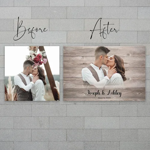 Vista 7 de Retrato de boda Retrato personalizado de foto Pintura de boda sobre impresión de madera Regalo de boda Ilustración de boda Parejas Retrato Lienzo