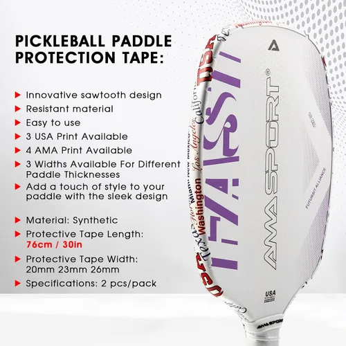 Vista 5 de PICKLETECH Cinta de protección de pala de pickleball – Protector de borde de cabeza de paleta – Cinta de protección de borde de raqueta ajuste