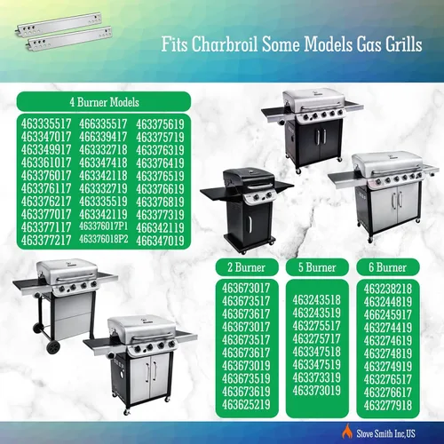 Vista 3 de Placas de calor para parrilla Charbroil, se adapta a 2 quemadores 463673519 463673017 y 4 quemadores 463347017 463376017P1 y 5 quemadores 463275517