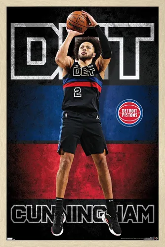 Vista 7 de Trends International NBA Detroit Pistons - Póster de pared de Cade Cunningham 23, 22.4 pulgadas de largo x 14.7 pulgadas, versión enmarcada