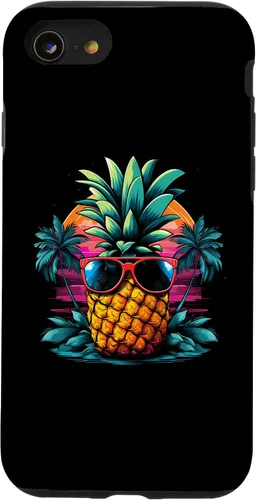 Vista 18 de iPhone 16 Vintage Pineapple With Sunglasses 70s 80s Vaporwave Hawaiian Case
