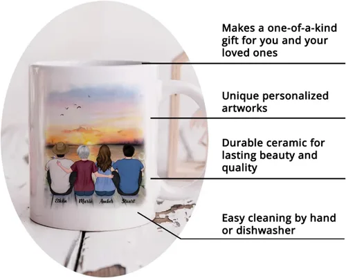 Vista 7 de Gossby Tazas personalizadas para mamá, regalos personalizados para mamá de hijas, hijos con avatares, nombres, cumpleaños, día de la madre, regalos