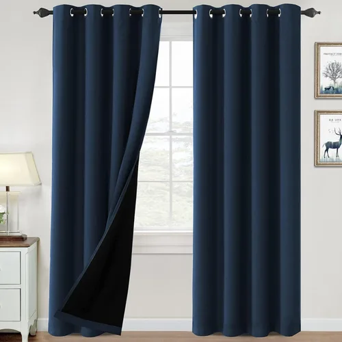 Vista 143 de H.VERSAILTEX Cortinas 100% de opacidad para dormitorio, con aislamiento térmico, cortinas opacas de 63 pulgadas de largo, cortinas de bloqueo