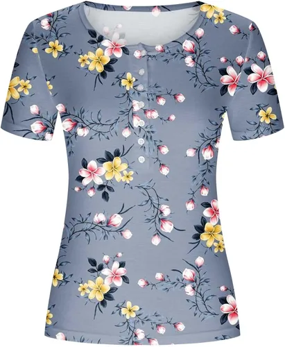 Vista 3 de Womens Summer Tops 2023 Vintage Tees Hawaiian Trendy Graphic Tees Flowy Tshirts Fashion Tops Summer T-Shirts