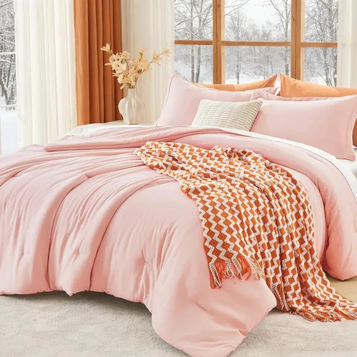 Vista 47 de MUXHOMO Juego de edredón beige tamaño individual/individual XL, ropa de cama alternativa ultrasuave para todas las estaciones. El juego de cama