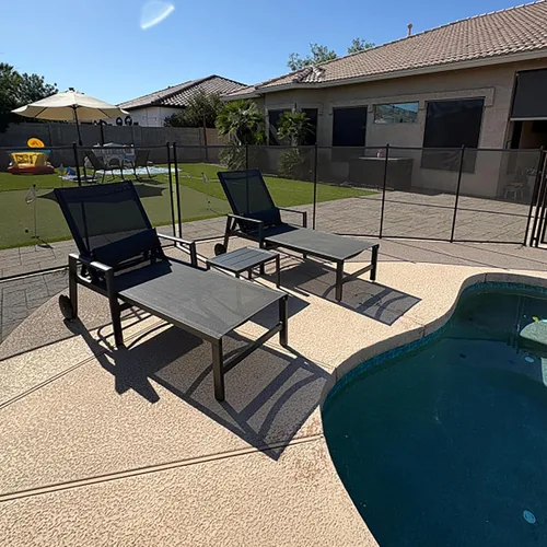 Vista 26 de PURPLE LEAF Juego de sillas de lounge al aire libre de gran tamaño de 3 piezas para patio, tumbona para piscina, estructura de aluminio con mesa
