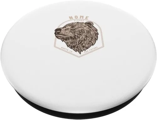 Vista 2 de PopSockets retro vintage NOME ALASKA BEAR WILDLIFE PopSockets intercambiables PopGrip