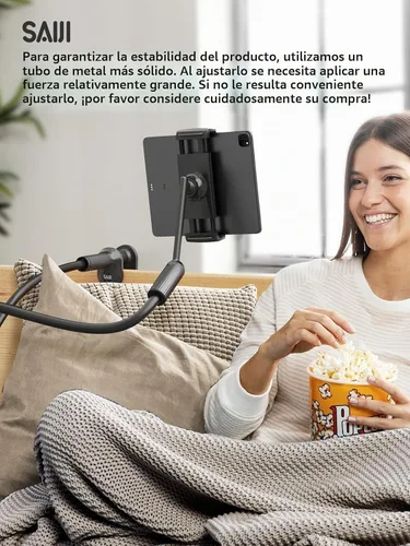 Vista 8 de SAIJI Soporte para Kindle de Cuello de Ganso de 47", Soporte para Tableta para Cama con Base Mejorada, Soporte para iPad con Brazo Flexible