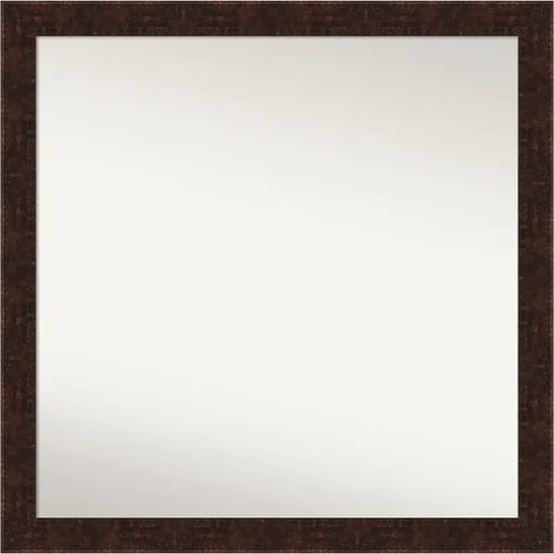 Vista 140 de Amanti Art Espejo de baño de bronce para sobre fregadero, 24 x 24 pulgadas, espejo de tocador cuadrado estrecho de bronce Manhattan, marco de madera