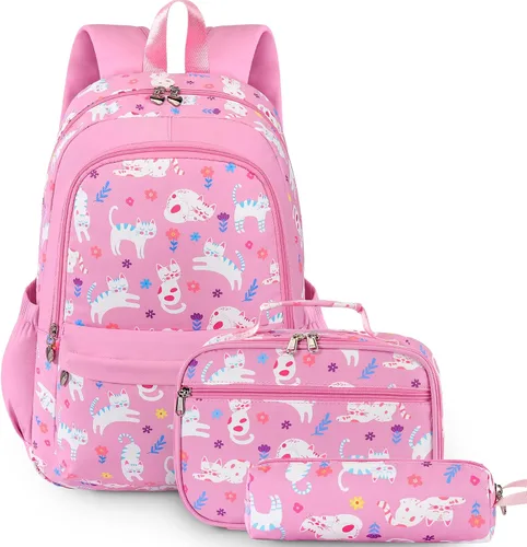 Vista 10 de Backpack for Girls, Kids Backpack Set with Lunch Box & Pencil Bag Margarita azul