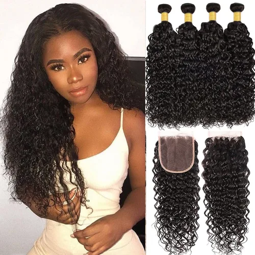 Vista 13 de Borchan Water Wave 3 Paquetes Cabello Humano Húmedo y Ondulado Cabello Humano 3 Paquetes para Mujeres Negras 16 18 20 Pulgadas Paquetes Brasileños