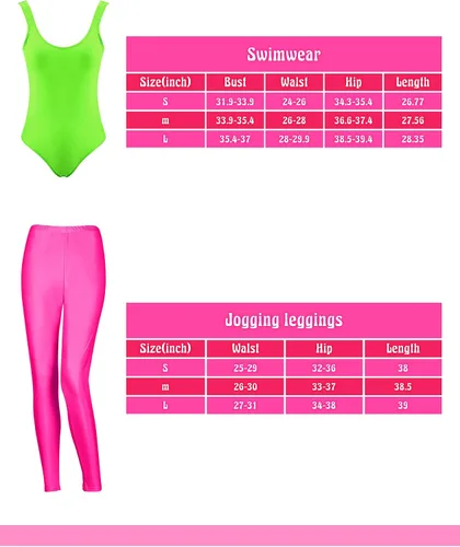 Vista 2 de SATINIOR Women 80s 90s Workout Costume Outfit Accessories Set Leg Warmers Headband Wristbands Earrings Swimwear Suit