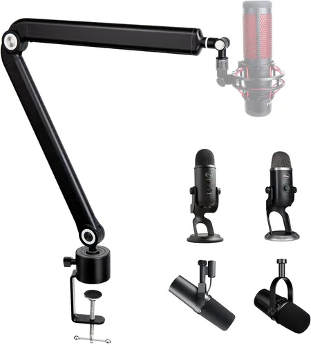 Vista 8 de Pantalla antiviento de micrófono Filtro Pop Compatible con HyperX QuadCast - Cubierta de espuma para micrófono con pantalla antiviento peluda