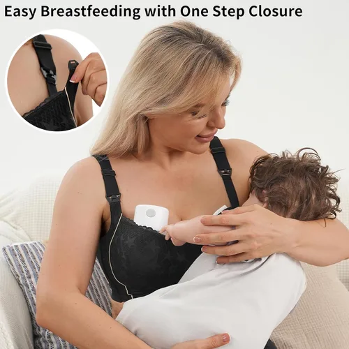 Vista 5 de Lace Plus Size Nursing Bras for Breastfeeding, Full Coverage Maternity Bra for Pregnancy, Soft Breastfeeding Bra