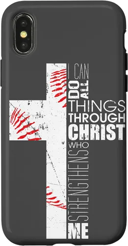 Vista 5 de Baseball Phone Case Christian Bible Verse Philippians 4:13 Case for iPhone 17