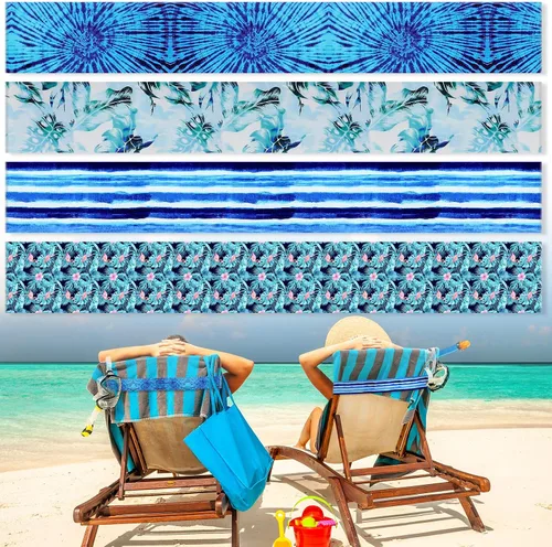 Vista 25 de Boao 4 paquetes de bandas de toalla para silla de playa, esenciales para piscina y crucero, elásticas y resistentes al viento, clips para toallas