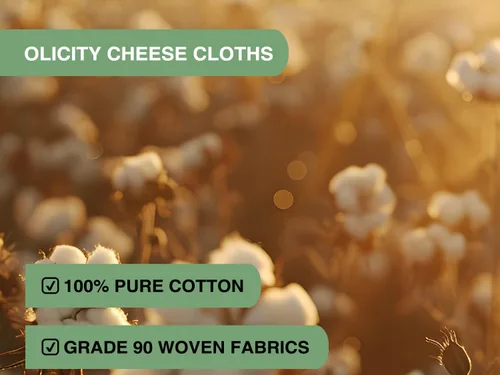Vista 2 de Olicity - Paños de muselina para queso de grado 90, 27 pies cuadrados, paño de queso reutilizable con bordes cerrados de algodón sin blanquear