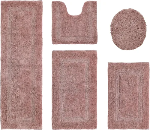 Vista 450 de Better Trends - Juego de 2 alfombras de baño 100% algodón, extra suaves, con borlas, de 17" x 24", alfombra de baño superabsorbente y reversible