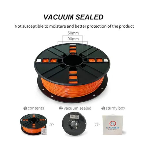 Vista 5 de Filamento TPU de 1.75mm, naranja flexible, bobina de 2.0lbs, precisión dimensional +/- 0.05mm, TPU blando 95A