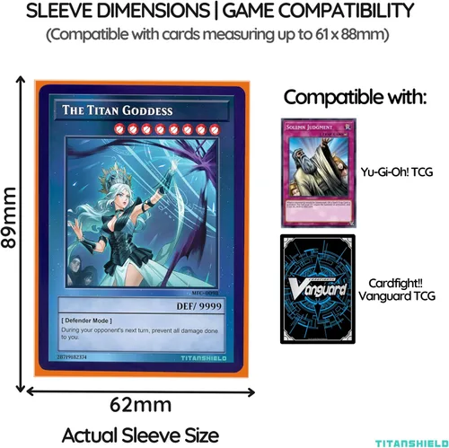 Vista 4 de TitanShield - Fundas para tarjetas pequeñas, color naranja (150 fundas), se adapta a Yugioh Protectores de baraja de tarjetas coleccionables