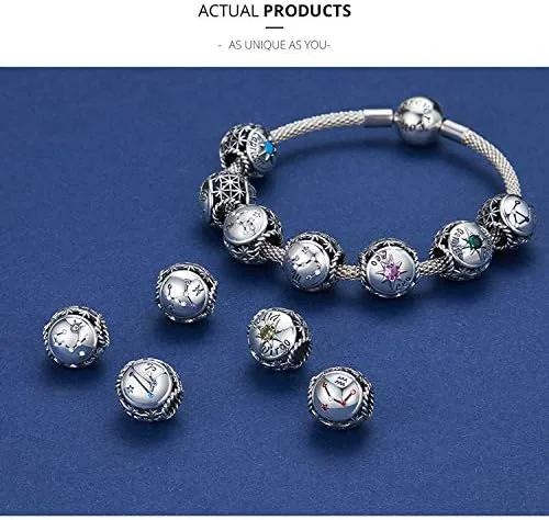 Vista 7 de FAEFASH - Abalorio para pulsera de plata de ley 925 con forma de estrella, 12 constelación de horóscopo para pulsera Pandora, cumpleaños para mujer