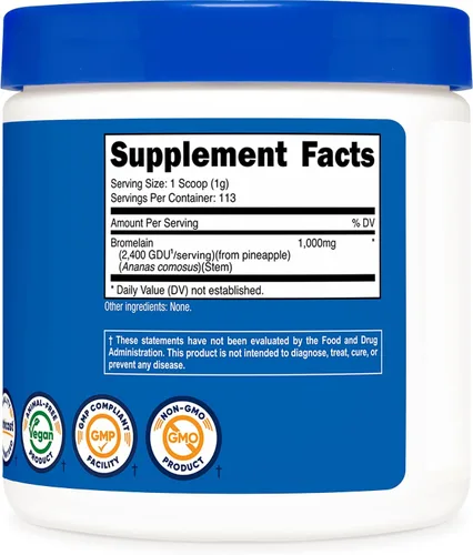 Vista 5 de Nutricost Polvo de Bromelaína 4 OZ - Sin OMG, apto para vegetarianos y sin gluten