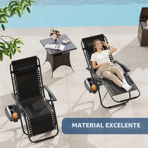 Vista 7 de Zero Gravity Chairs Set of 2, Adjustable Patio Recliners Black