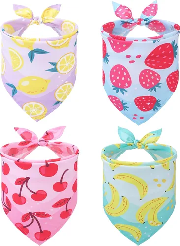 Vista 11 de PUPTECK Bandana de cumpleaños para perro, traje de 4 piezas, bufanda de babero triangular suave para mascotas, suministros de decoración de fiesta