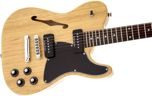 Vista 3 de Fender Jim Adkins JA-90 Thinline Telecaster - Guitarra eléctrica, con 2 años de garantía, natural, diapasón de laurel