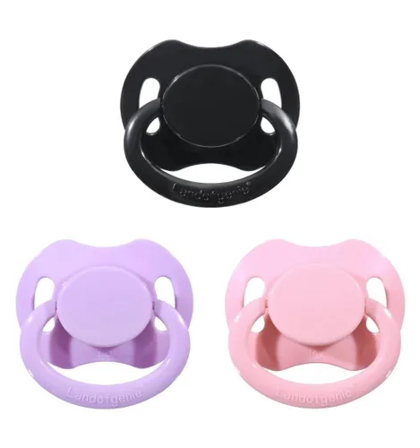 Vista 10 de Landofgenie Large Shield - Juego de chupetes de tamaño adulto con forma de luna, 3 unidades - negro+rosa+púrpura
