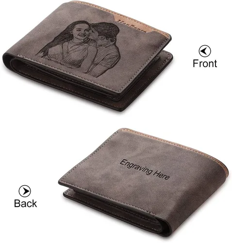 Vista 3 de Billetera personalizada para hombre, carteras con fotos personalizadas, billetera de viaje grabada para hombre, regalo del día del padre, regalo