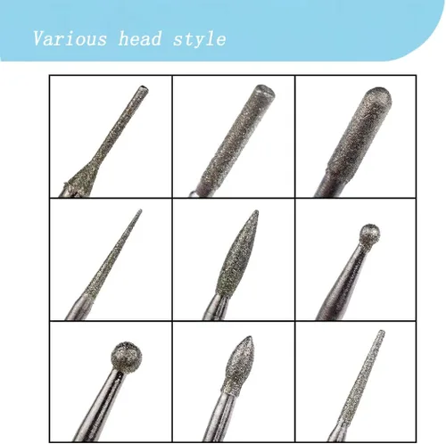 Vista 4 de Juego de 30 rebabas de diamante con vástago de 1/8 pulgadas para herramientas rotativas Dremel 1/8'' Shank Diamond Burs for Gemstone, Glass, Rock