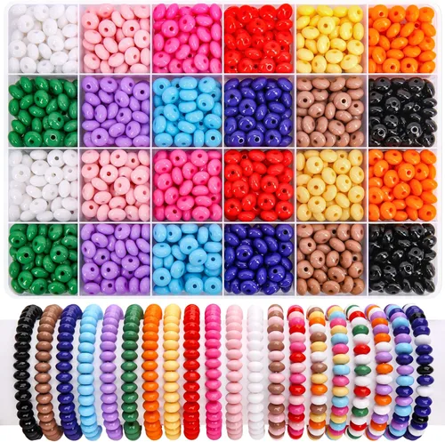 Vista 22 de 1440 piezas de cuentas redondas de acrílico mate de 6 mm de color caramelo, 24 colores surtidos de cuentas de chicle de plástico con agujero Juego