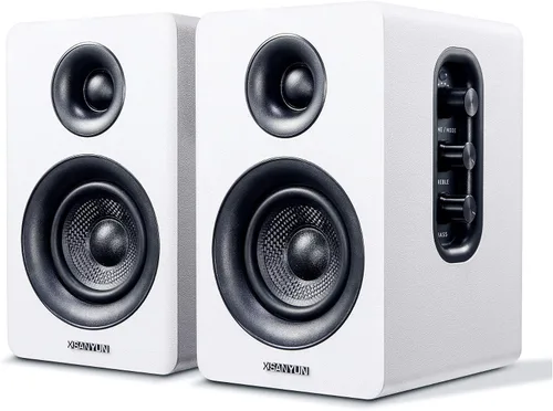 Vista 9 de Sanyun SW208 bocinas de estantería activas Bluetooth 5.0 de 3" – Unidad de altavoz de fibra de carbono de 60W - DAC de 24 bits incorporado - Sonido
